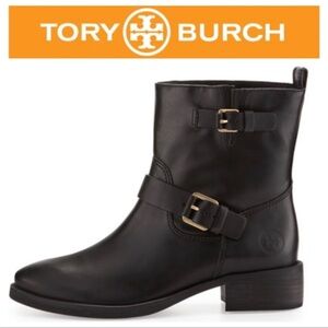 TORY BURCH Bennie Black Leather
Ankle Moto Boots - 7